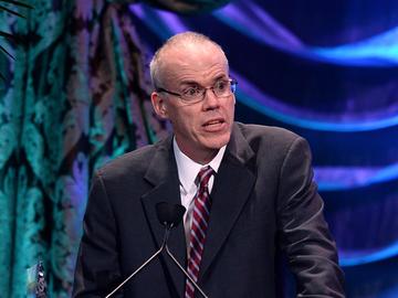 Honoree Bill McKibben accepts the EMA Lifetime Achievement Award onstage during the 23rd Annual Environmental Media Awards