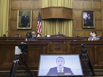 Facebook CEO Mark Zuckerberg speaks via video conference during a House Judiciary subcommittee hearing on antitrust on Capitol Hill on Wednesday, July 29, 2020.