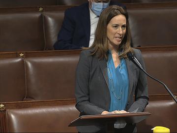 In this image from video, Rep. Mikie Sherrill, D-N.J., speaks on the floor of the House of Representatives at the U.S. Capitol in Washington, Thursday, April 23, 2020. 