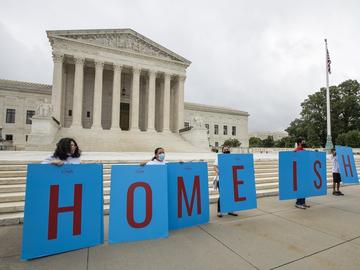  In this June 18, 2020, file photo, Deferred Action for Childhood Arrivals (DACA) students gather in front of the Supreme Court in Washington.