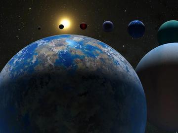 an artists illustration of ten different versions of exoplanets arranged in a circular patternfound in the nasa exoplanet archive