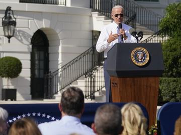  President Joe Biden speaks about the Inflation Reduction Act of 2022 during a ceremony on the South Lawn of the White House in Washington, Sept. 13, 2022.