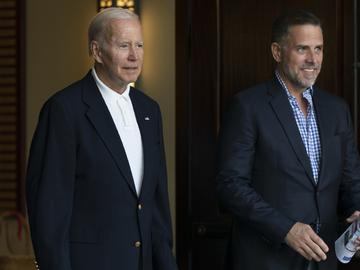 President Joe Biden and his son Hunter Biden leave Holy Spirit Catholic Church in Johns Island, S.C., after attending a Mass on Aug. 13, 2022.