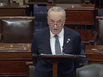 In this image from video provided by Senate TV, Senate Majority Leader Chuck Schumer, D-N.Y., speaks on the Senate floor at the Capitol in Washington, March 14, 2024. 