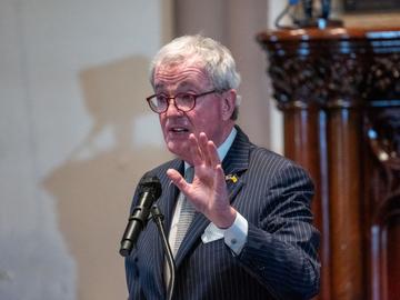 NEWARK, NEW JERSEY - JUNE 19: New Jersey Governor Phil Murphy speaks before signing an executive order for a new clemency program that will pardon thousands of people as Newark.