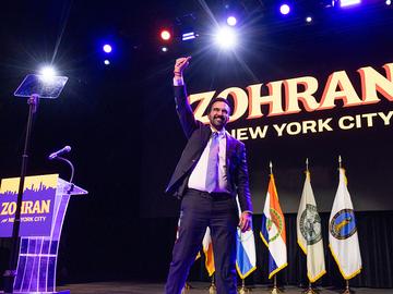  Democratic New York City mayoral candidate Zohran Mamdani delivers remarks at his election night watch party at the Brooklyn Paramount Theater on November 04, 2025 in the Brooklyn borough in New York