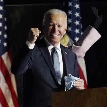 Democratic presidential candidate former Vice President Joe Biden speaks to supporters, early Wednesday, Nov. 4, 2020, in Wilmington, Del. Biden defeated President Donald Trump to become the 46th pres