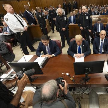 Former President Donald Trump appears at Manhattan criminal court during jury deliberations in his criminal hush money trial in New York, Thursday, May 30, 2024.