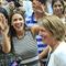 Alexandria Ocasio-Cortez, left, the surprise winner in the congressional race who unseated 20-year incumbent Joe Crowley in New York's Congressional District 14, stands next to Zephyr Teachout.