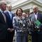 Speaker of the House Nancy Pelosi of Calif., talks with reporters after meeting with President Donald Trump about infrastructure, at the White House, Tuesday, April 30, 2019, in Washington.