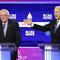 Democratic presidential candidates, Sen. Bernie Sanders, I-Vt., left, and former Vice President Joe Biden, right, participate in a Democratic presidential primary debate.