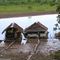 Houses floating on the Amazon River in Peru