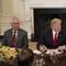 President Donald Trump, joined by Secretary of State Rex Tillerson, left, and U.S. Ambassador to the UN, right, speaks during a lunch with the United Nations Security Council in the State Dining Room.