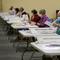 Workers prepare mail-in ballots for counting, Wednesday, Nov. 4, 2020, at the convention center in Lancaster, Pa., following Tuesday's election. 