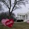 Decorations sit on the North Lawn of the White House, Friday, Feb. 12, 2021, in Washington. 