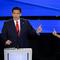 Former UN Ambassador Nikki Haley, right, and Florida Gov. Ron DeSantis, left, both speaking at the at the CNN Republican presidential debate at Drake University in Des Moines, Iowa, Wednesday, Jan. 10