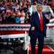 Republican presidential nominee, former President Donald Trump dances off stage at the conclusion of a campaign rally at the J.S. Dorton Arena on November 04, 2024 in Raleigh, North Carolina. 