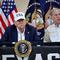 President Donald Trump and Texas Governor Greg Abbott participate in a round table event at the Hill Country Youth Event Center to discuss last week's flash flooding on July 11, 2025 in Kerrville, Tx.