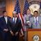 Flanked by fellow House Democrats from New York State, U.S. Rep. Ritchie Torres (D-NY) speaks out against the One, Big, Beautiful Bill Act at a press conference at the U.S. Capitol on July 2, 2025 in 