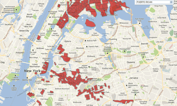 new littles map showing puerto rican communities in NYC