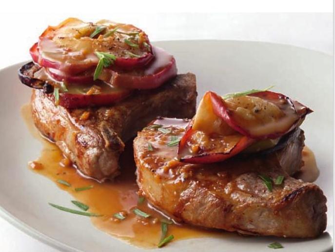 Recipe Rozanne Gold's Pork Chops & Apples, MadeiraBay Butter Sauce