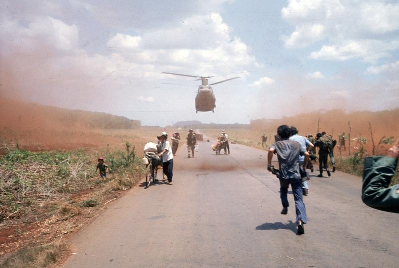 South Vietnamese flee Saigon in April 1975 with the help of the U.S. military. 