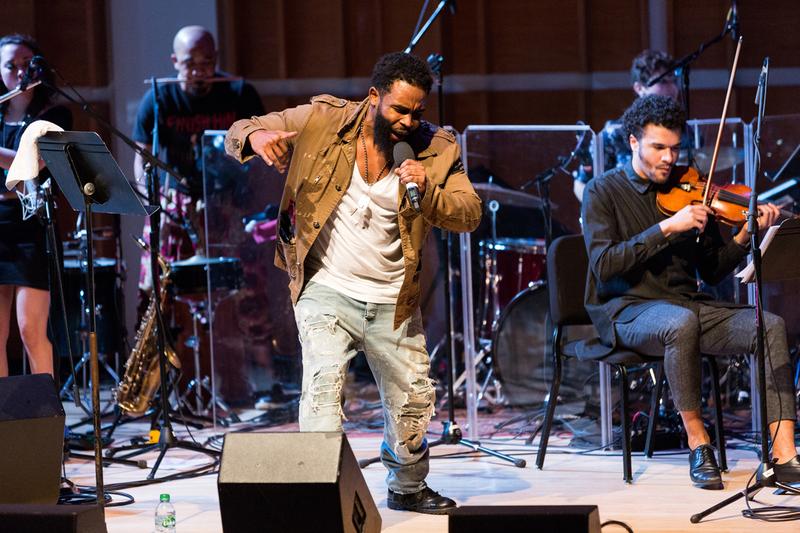 Rapper Pharoahe Monch and PitchBlak Brass Band at the 2016 Ecstatic Music Festival