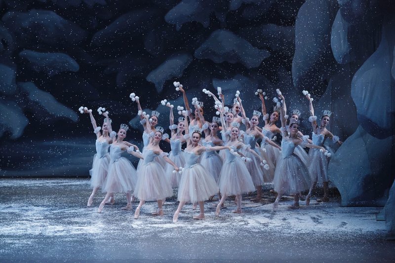 The snow scene from 'George Balanchine's The Nutcracker' and New York City Ballet.