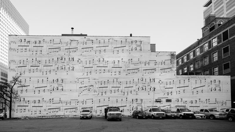 The Musical Mural in Minneapolis, Minnesota, which features the score of Ravel's "Scarbo."