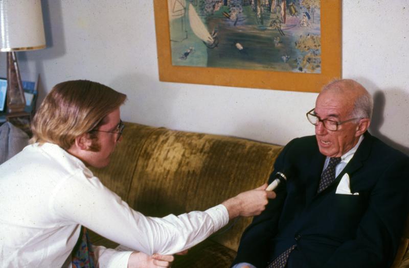 Douglas Cooper interviewing Dr. Benjamin Spock in 1973.