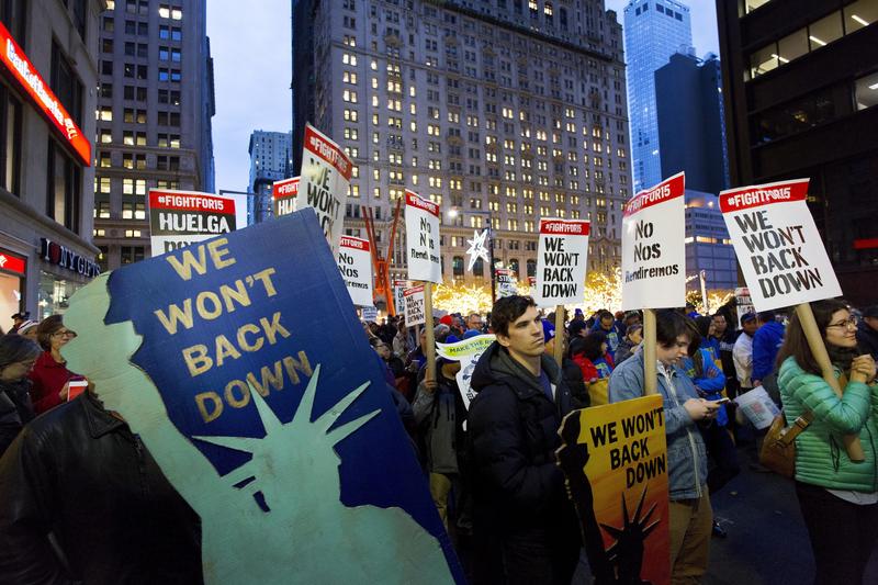 Protesters in front of a McDonald's in New York on Nov. 29, 2016, part of the National Day of Action to Fight for $15