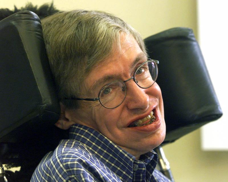 British mathematician, astrophysicist (cosmologist) Stephen W. Hawking smiles during a news conference at the University of Potsdam, near Berlin, Germany, on Wednesday, July 21, 1999.