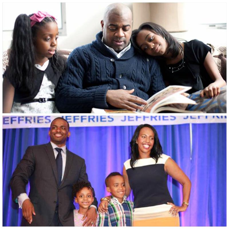 Candidate Ras Baraka with his daughters and Candidate Shavar Jeffries with his family. 