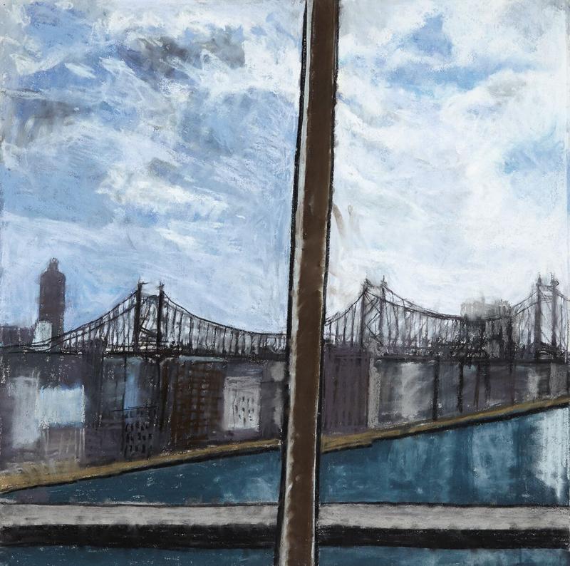 Jennifer Bartlett's view of the bridge from her series, "Hospital," made while she was at New York-Presbyterian Hospital in 2012.