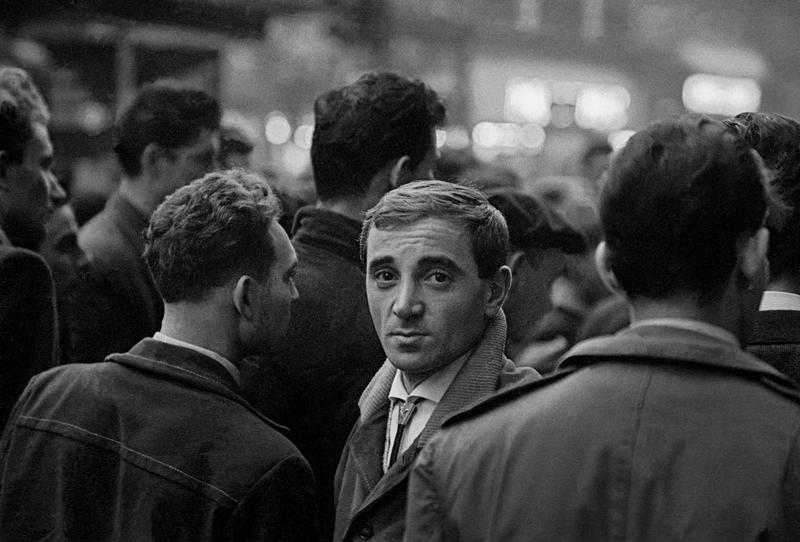 1956, Paris, Charles Aznavour, singer, in the street 