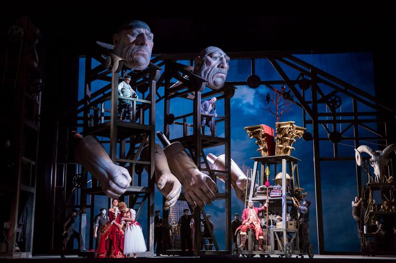 Ariane Baumgartner as Fricka Tanja, Tobias kehrer as Fafner Wilhelm Schwinghammer as Fasolt, Eric Owens as Wotan in Das Rheingold.