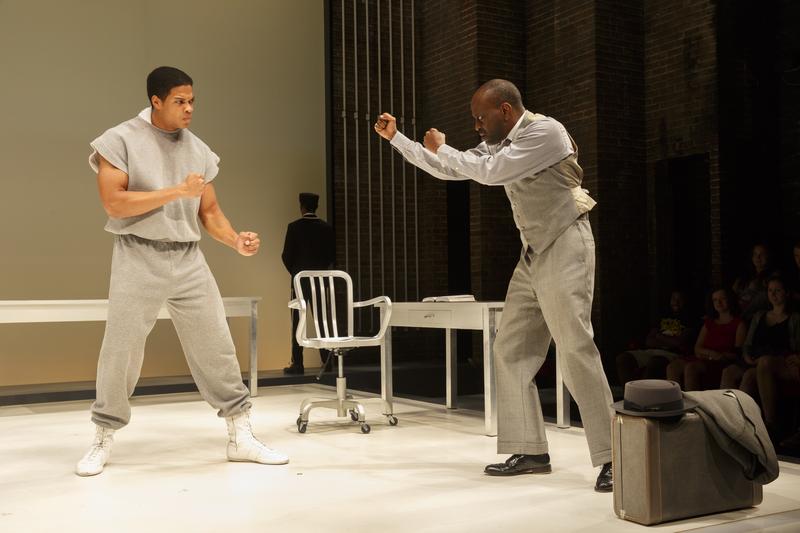 Ray Fisher and K. Todd Freeman onstage in "Fetch Clay, Make Man"