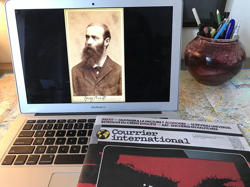 A photo of Ignaz Brüll and a French newspaper from Corinna da Fonseca-Wollheim's yellow cab ride.