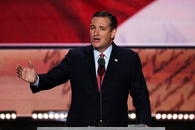 Senator Ted Cruz delivers a speech on the third day of the RNC.