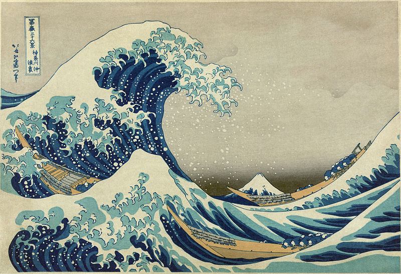 The Great Wave off Kanagawa (color woodblock print)
