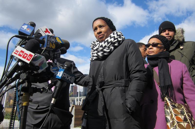 Avonte Oquendo's mother Vanessa Fontaine, with her mother Doris McCoy outside the Riverview School