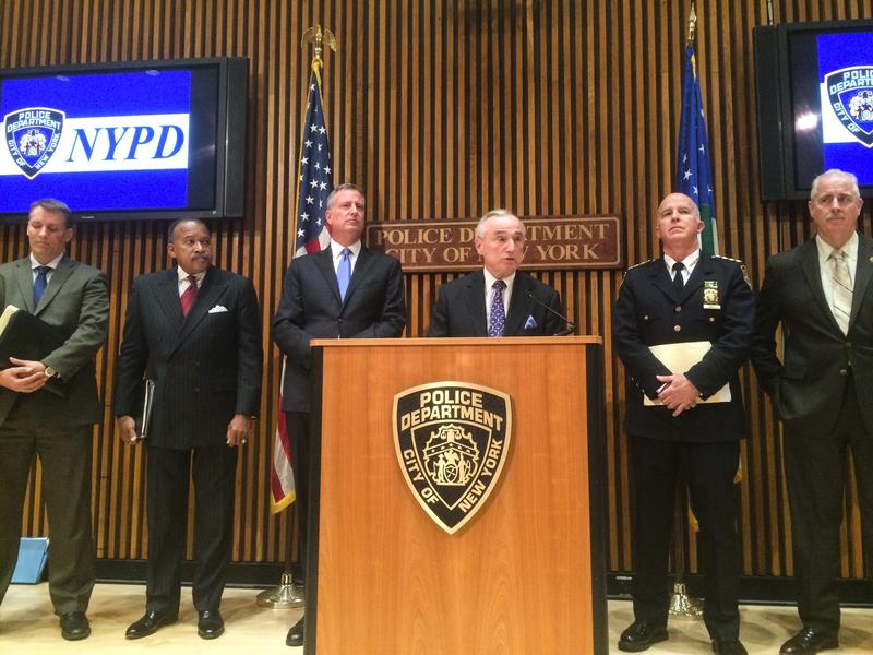 Mayor Bill de Blasio and police commissioner Bill Bratton announce new marijuana rules for NYPD. 