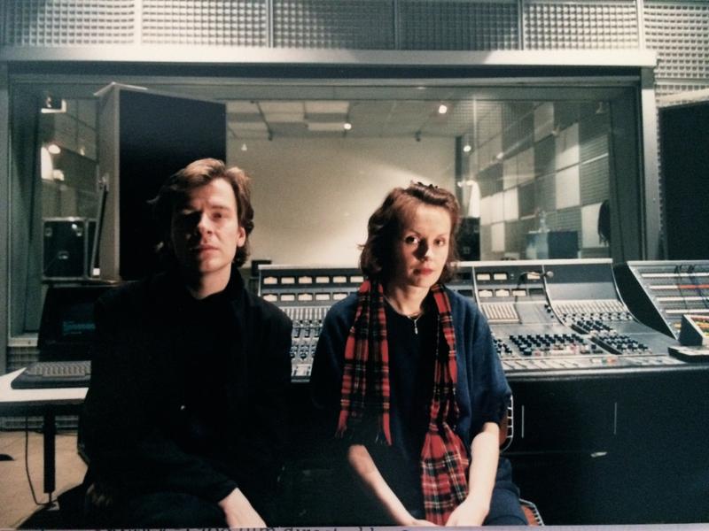 Kaija Saariaho with Magnus Lindberg at Studio 5 IRCAM, Paris 1986