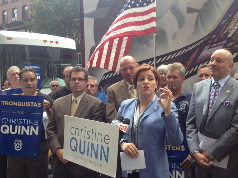 Council Speaker Christine Quinn accepts the endorsements of Teamsters Joint District 16 on June 17, 2013. 