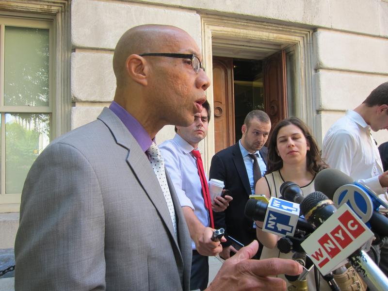 Schools Chancellor Dennis Walcott, addressing reporters outside the Department of Education headquarters.