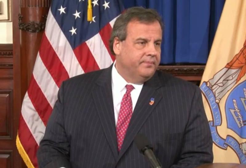 Chris Christie at a press conference discussing the scandal over lane closures on the George Washington Bridge