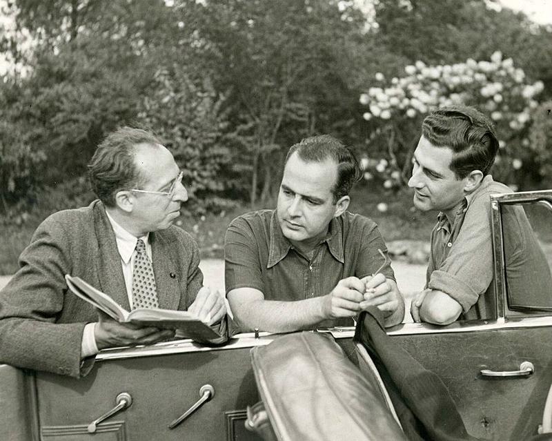 Aaron Copland with Samuel Barber and Gian-Carlo Menotti in Bernardsville, NJ, 1945 