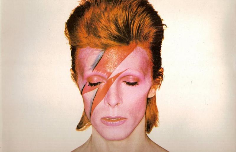 David Bowie during the cover shoot for his album Aladdin Sane in 1973.