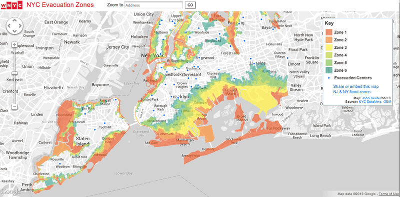 NYC Evacuation Zones during Hurricane Sandy