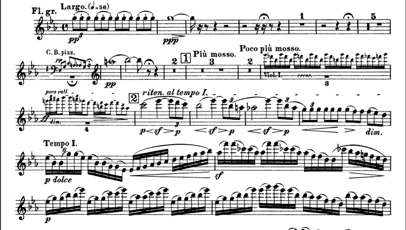 The beginning of the Flute part for Berlioz's "Symphonie Fantastique"